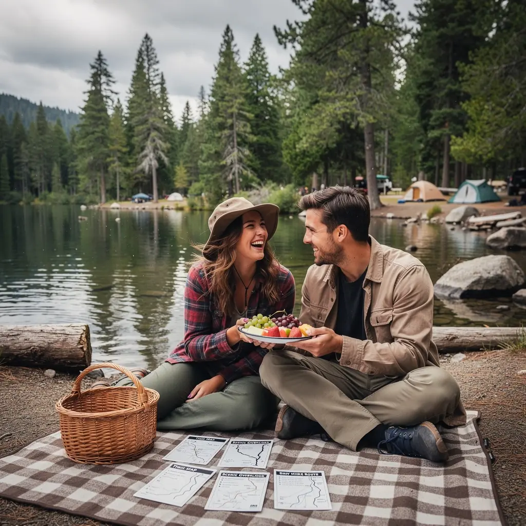Trasa rowerowa wzdłuż jeziora z przepięknymi krajobrazami.