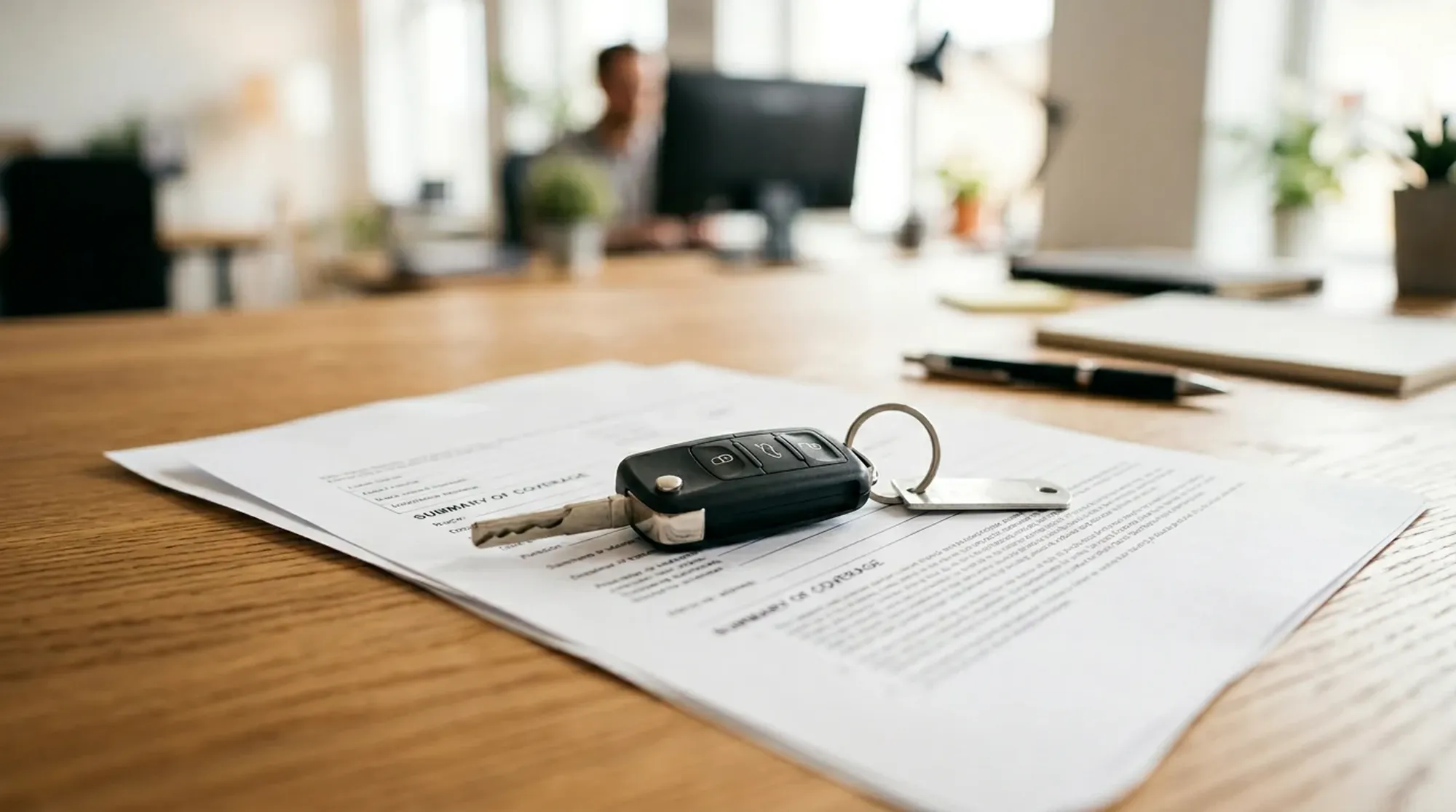 Dokumenty polisy i elementy formalne na biurku